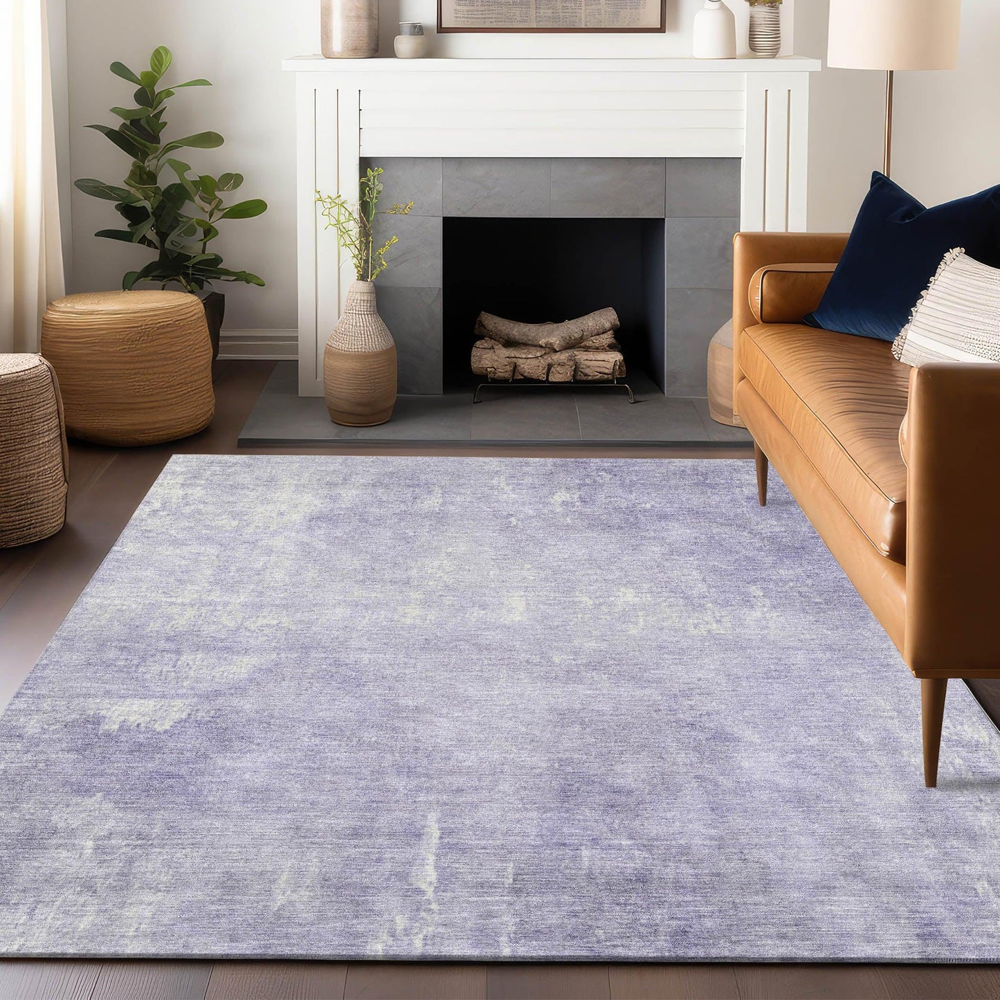 Taelion Purple Washable Indoor-Outdoor Rug