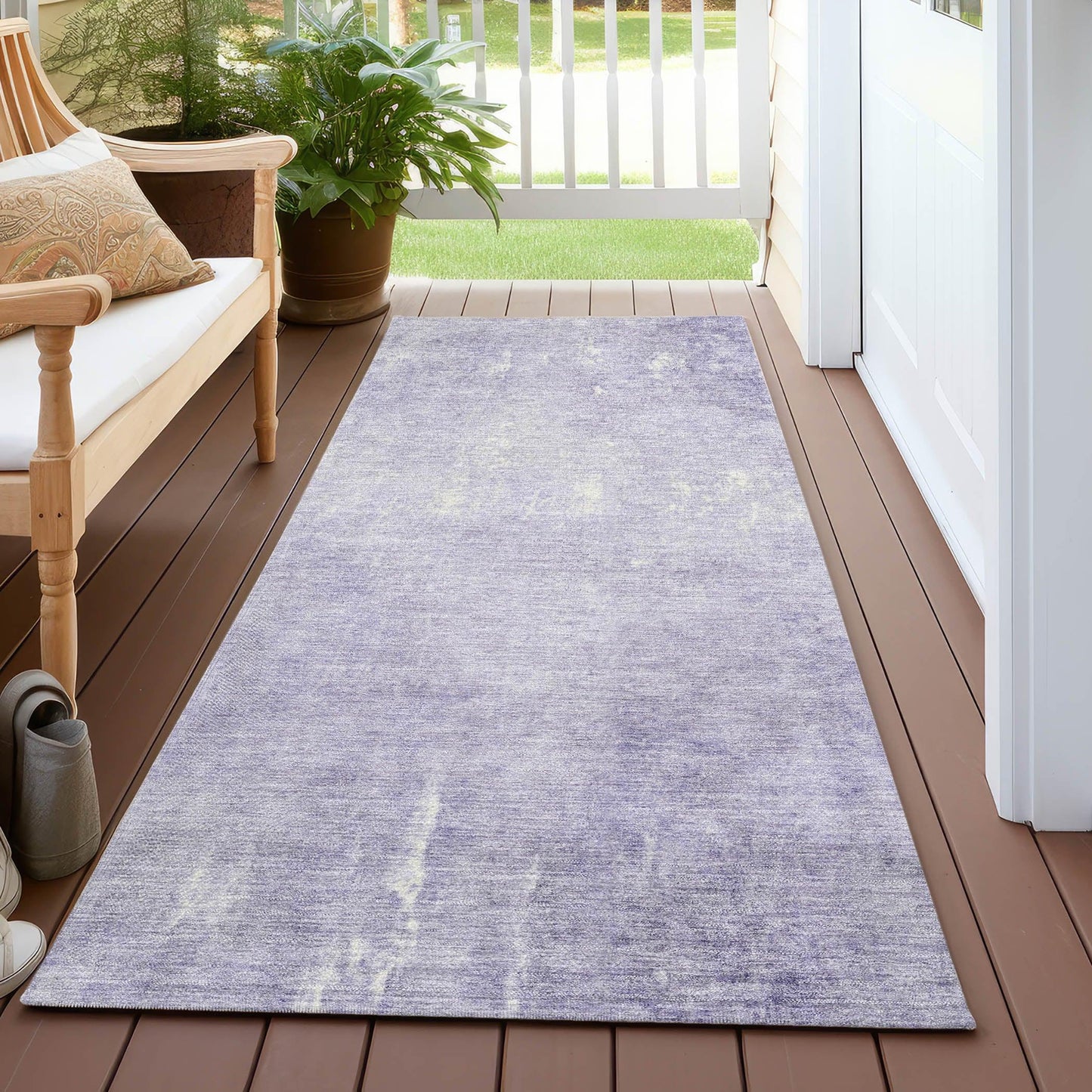 Taelion Purple Washable Indoor-Outdoor Rug