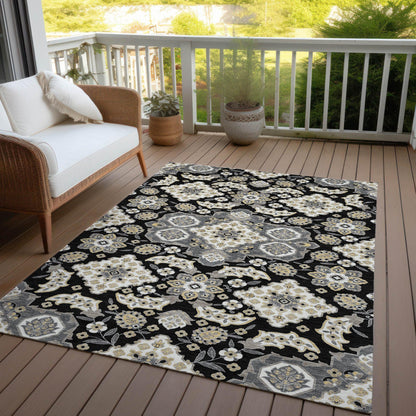 Taelira Black Washable Indoor-Outdoor Rug
