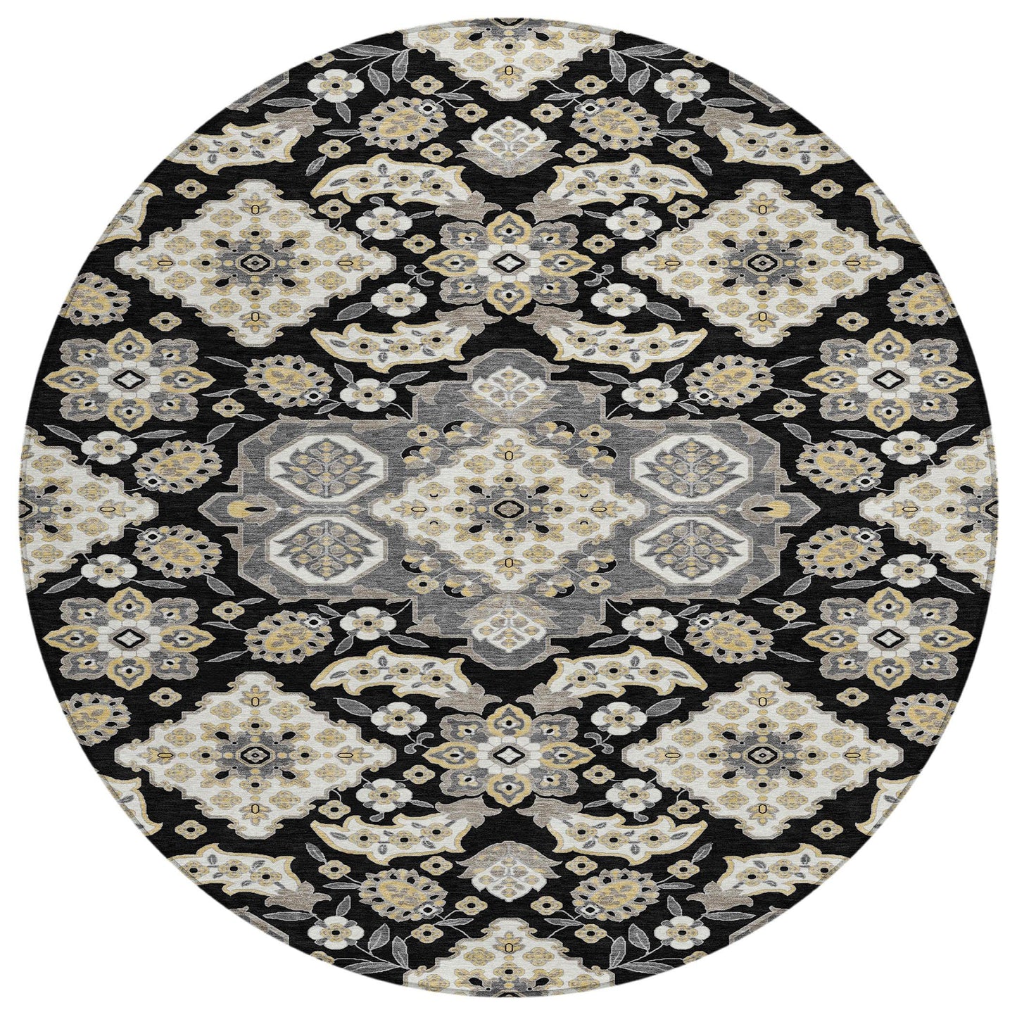 Taelira Black Washable Indoor-Outdoor Rug