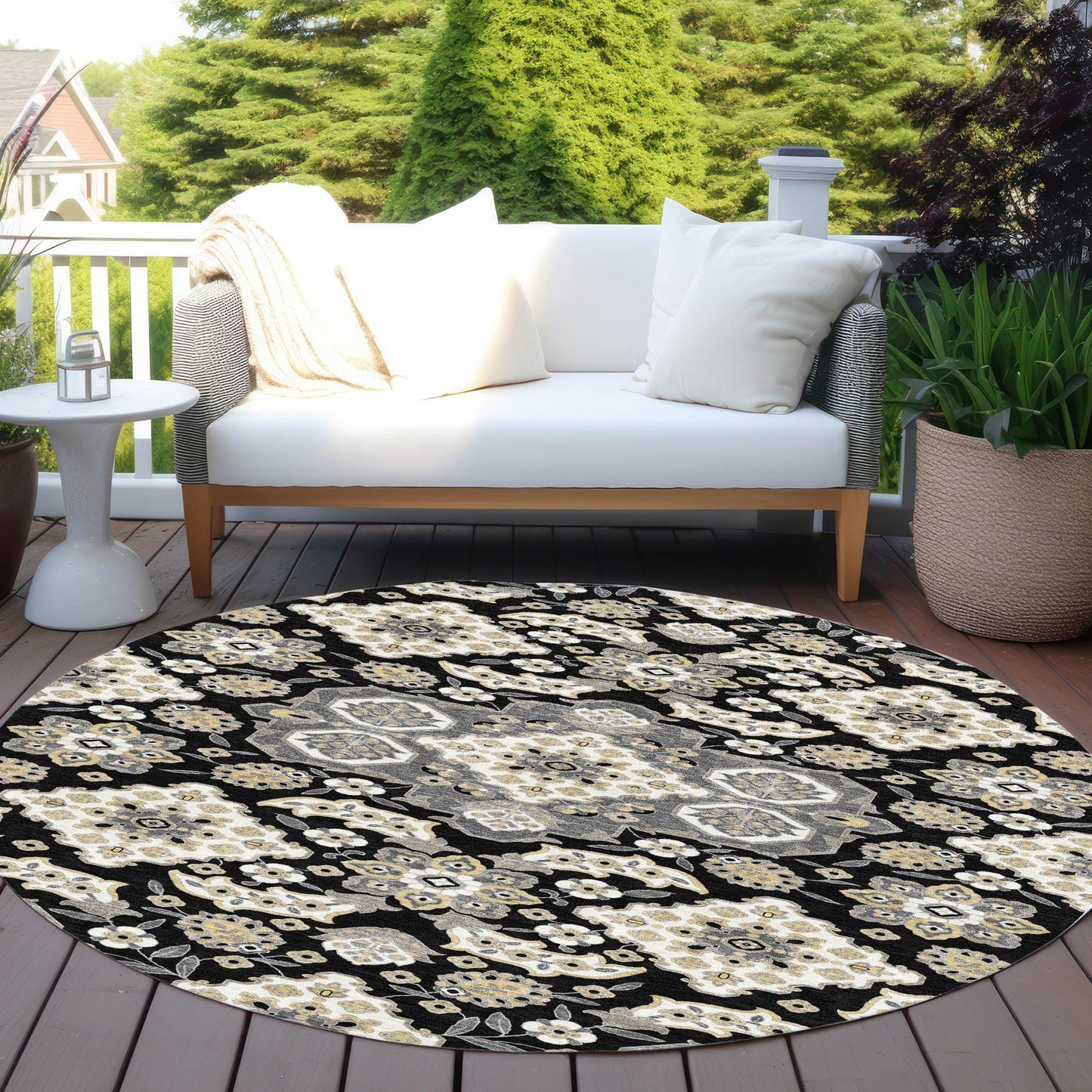 Taelira Black Washable Indoor-Outdoor Rug
