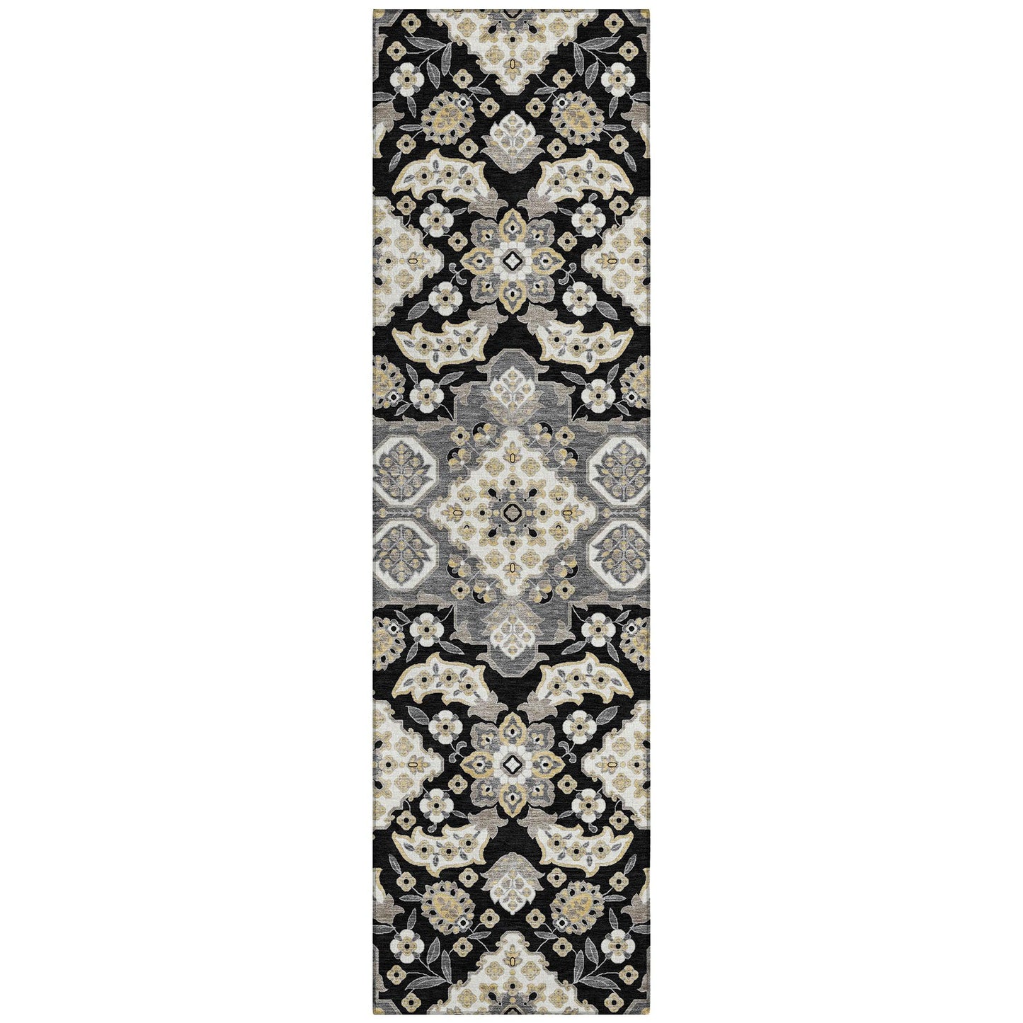 Taelira Black Washable Indoor-Outdoor Rug