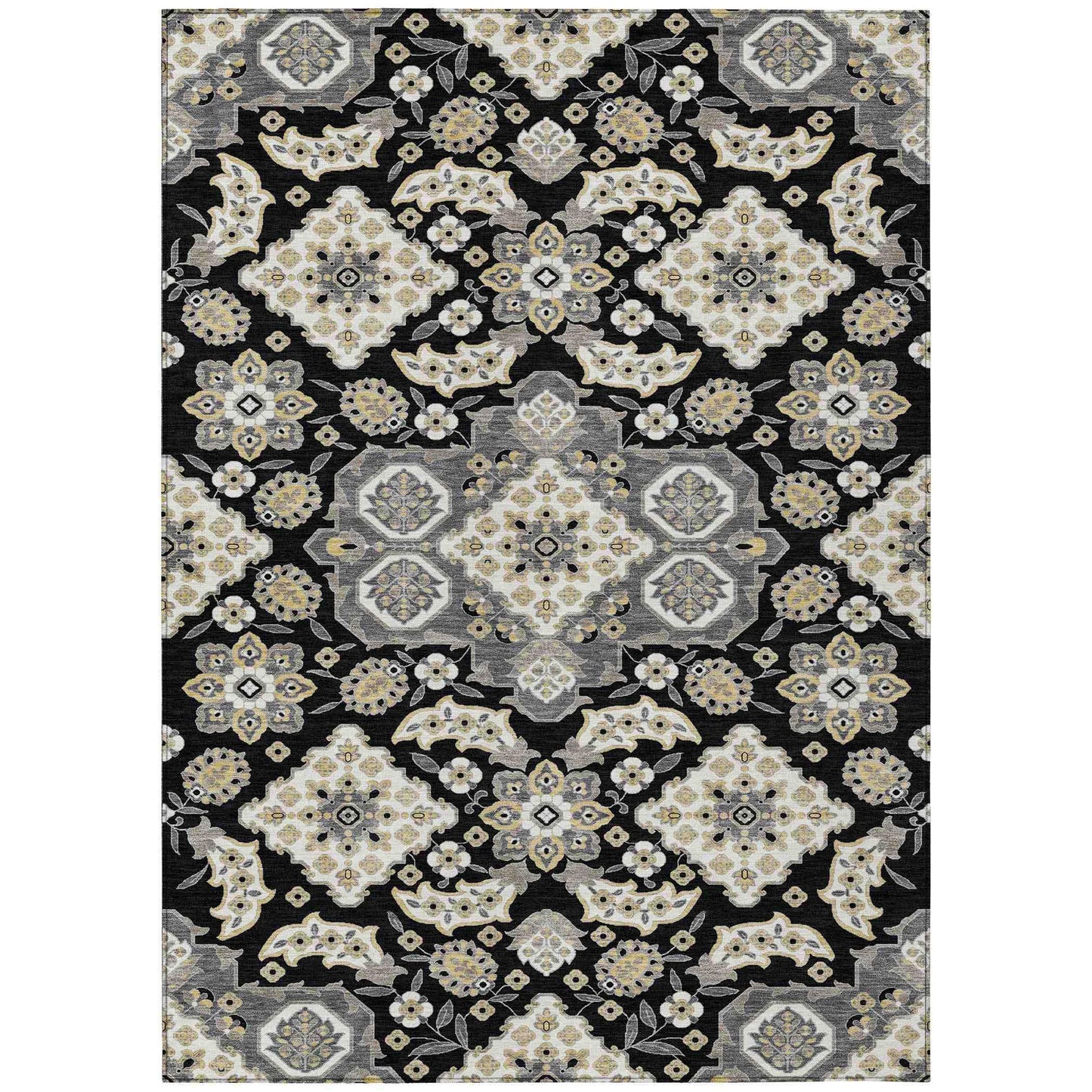 Taelira Black Washable Indoor-Outdoor Rug