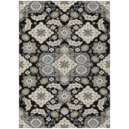 Taelira Black Washable Indoor-Outdoor Rug