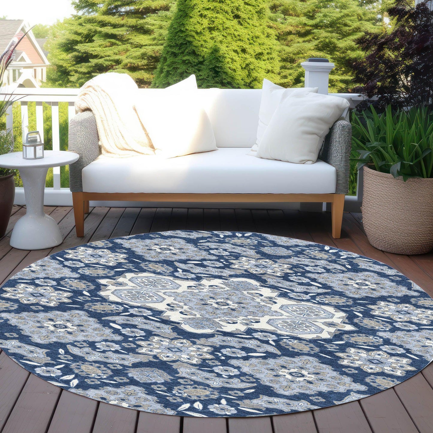Taelira Blue Washable Indoor-Outdoor Rug