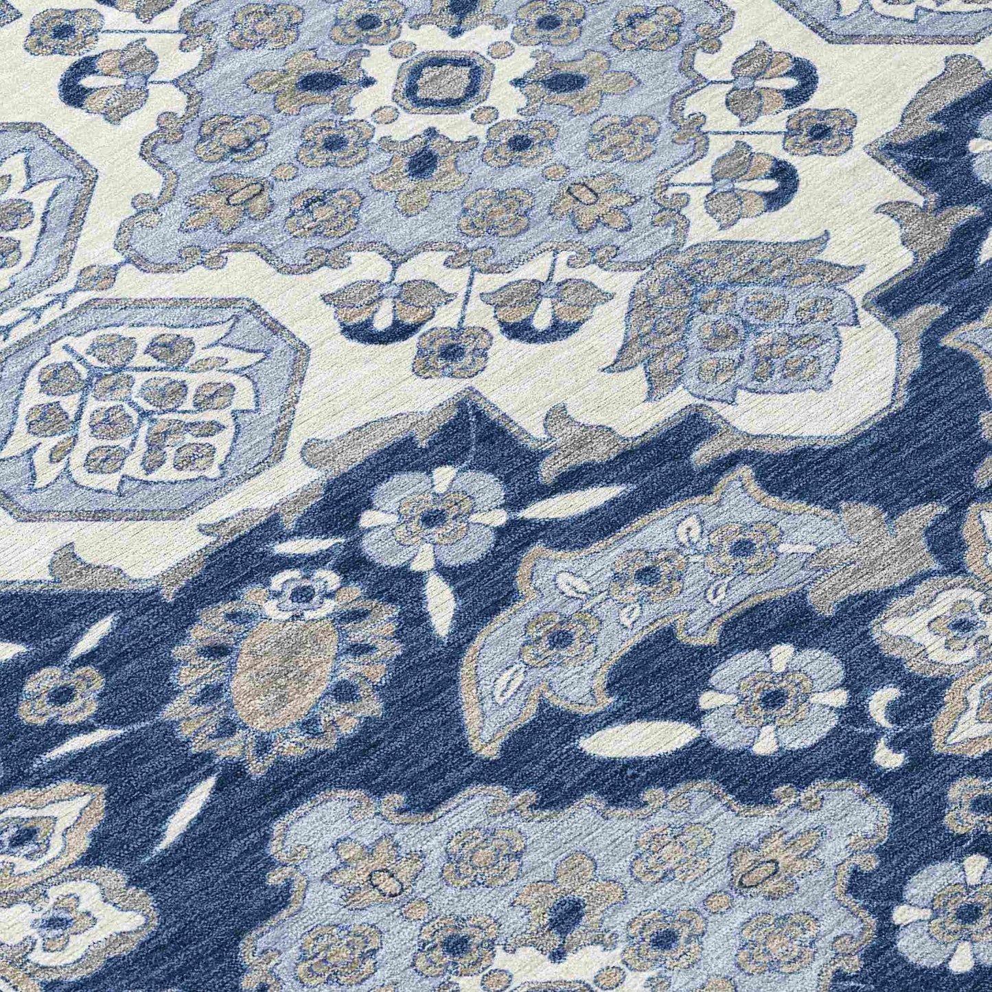 Taelira Blue Washable Indoor-Outdoor Rug