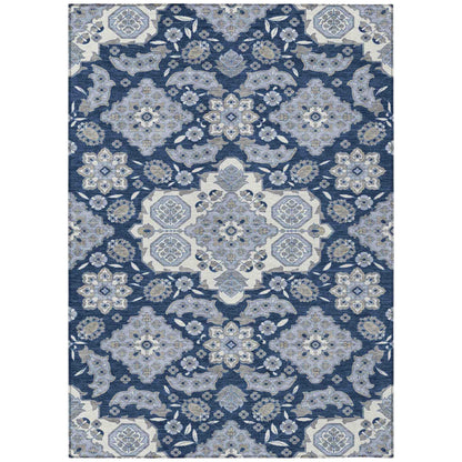 Taelira Blue Washable Indoor-Outdoor Rug