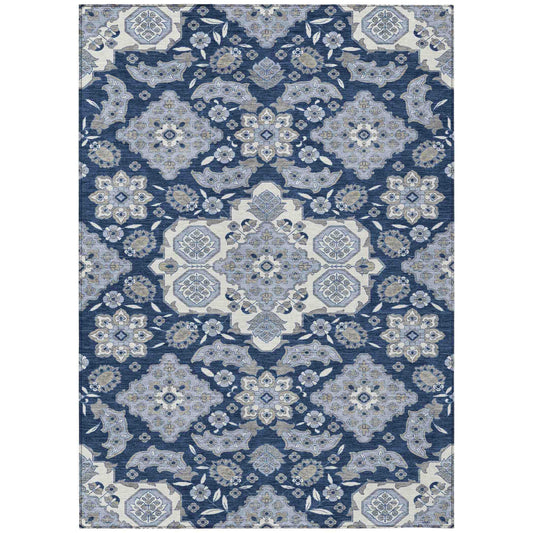 Taelira Blue Washable Indoor-Outdoor Rug