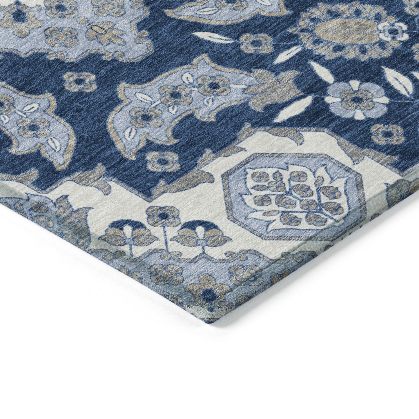Taelira Blue Washable Indoor-Outdoor Rug