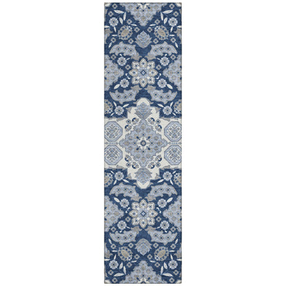 Taelira Blue Washable Indoor-Outdoor Rug