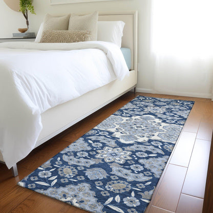Taelira Blue Washable Indoor-Outdoor Rug
