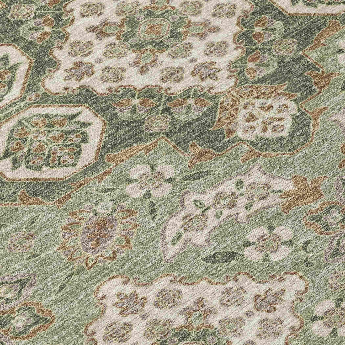 Taelira Green Washable Indoor-Outdoor Rug