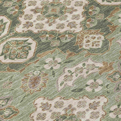 Taelira Green Washable Indoor-Outdoor Rug
