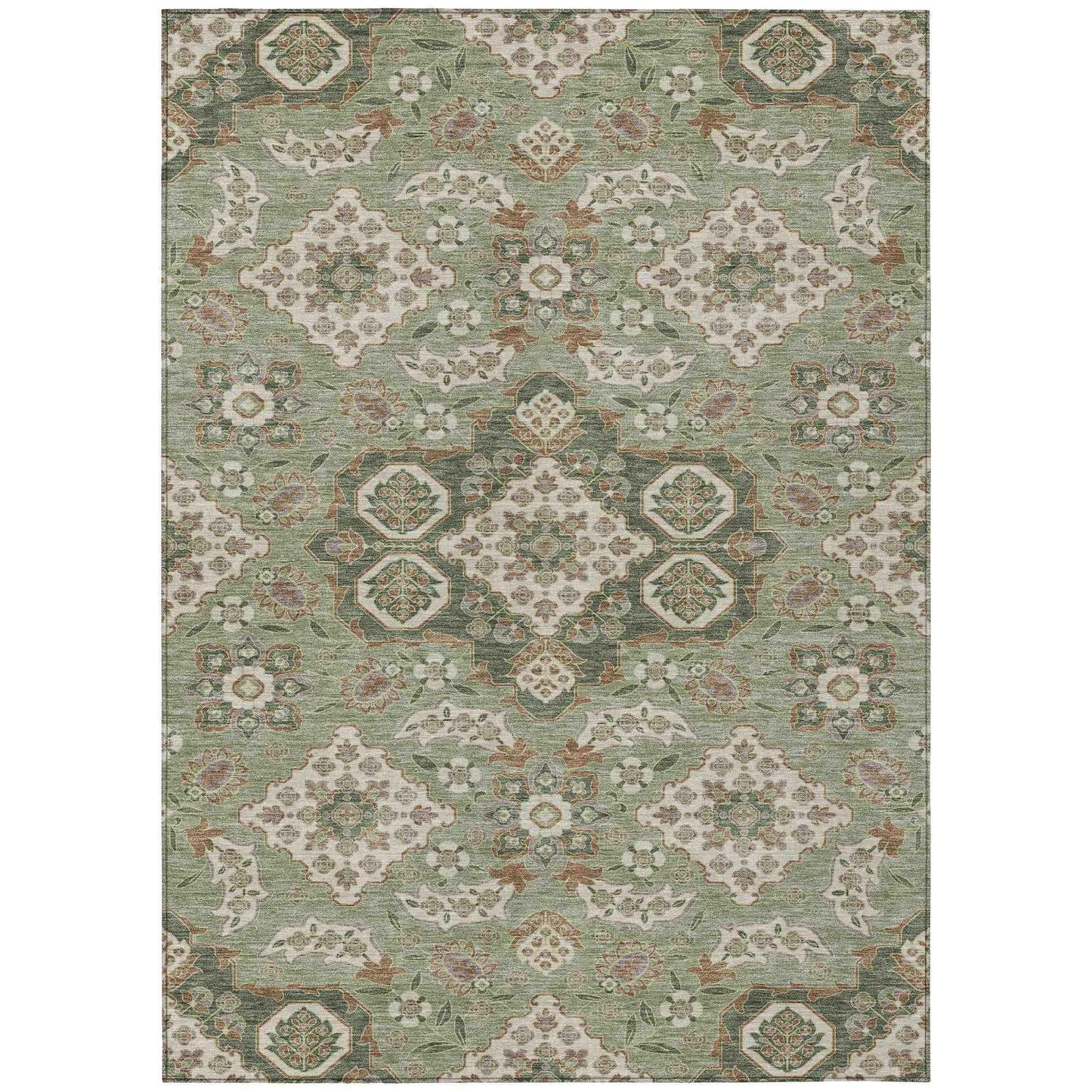 Taelira Green Washable Indoor-Outdoor Rug