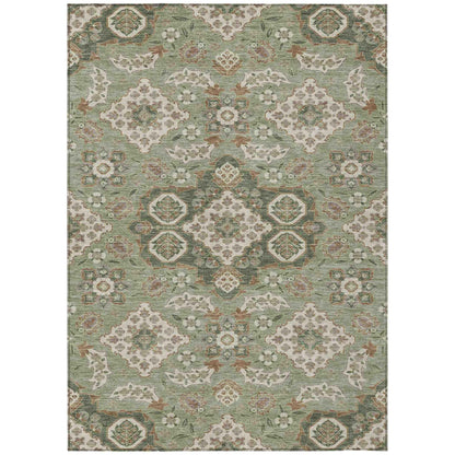 Taelira Green Washable Indoor-Outdoor Rug