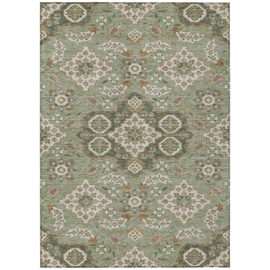 Taelira Green Washable Indoor-Outdoor Rug