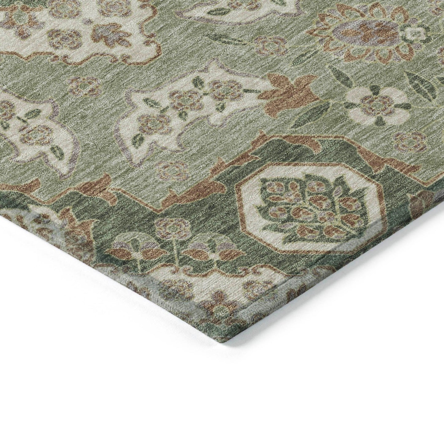 Taelira Green Washable Indoor-Outdoor Rug
