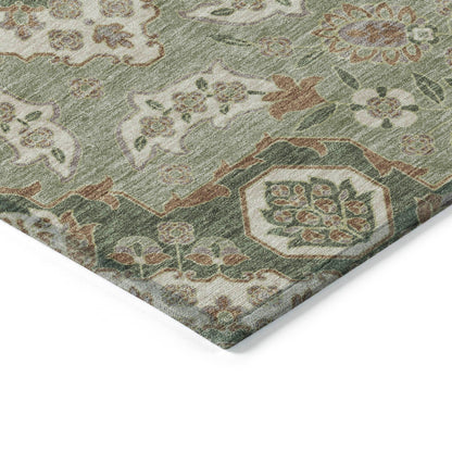 Taelira Green Washable Indoor-Outdoor Rug