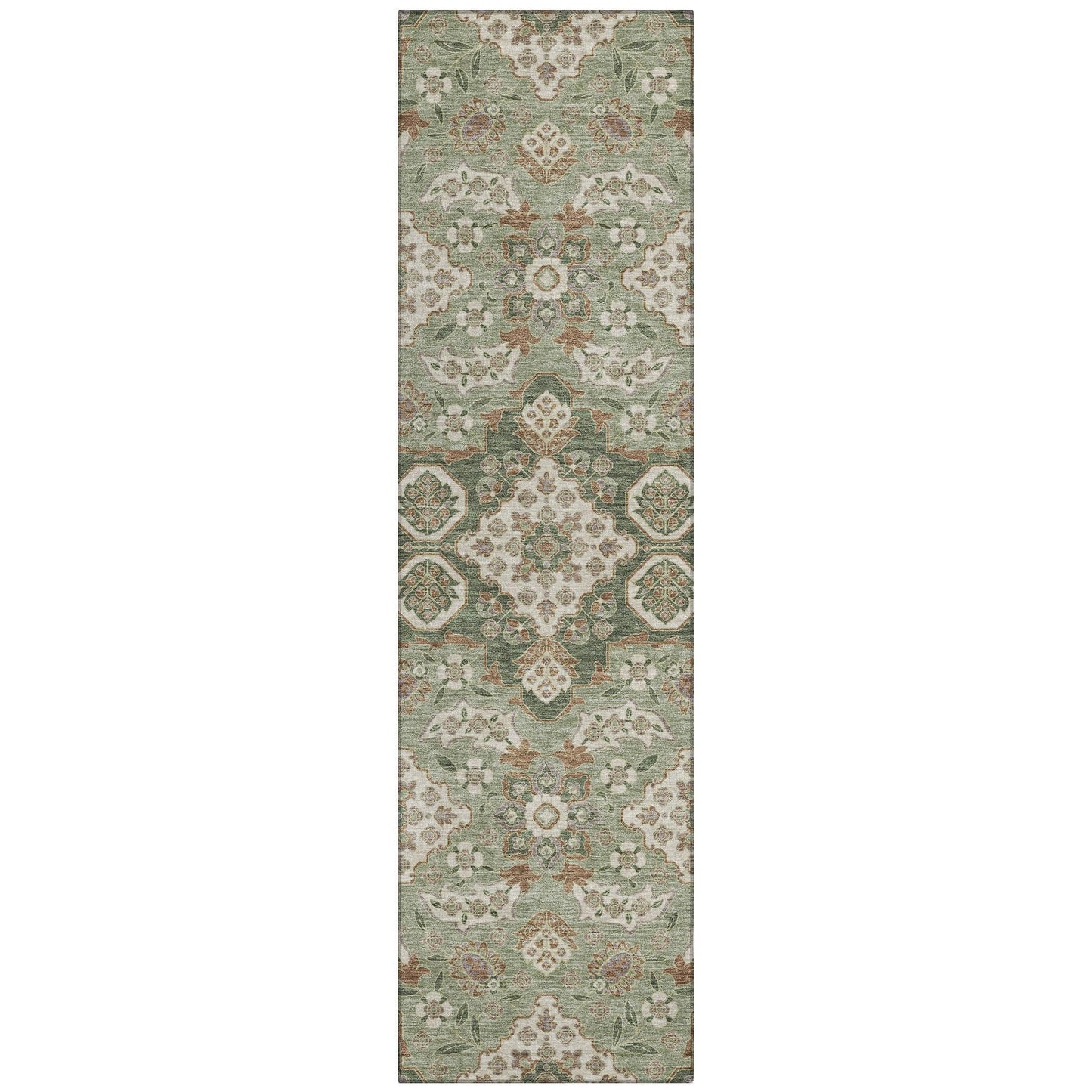 Taelira Green Washable Indoor-Outdoor Rug