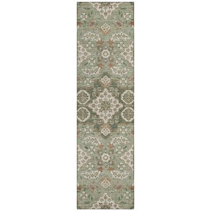 Taelira Green Washable Indoor-Outdoor Rug