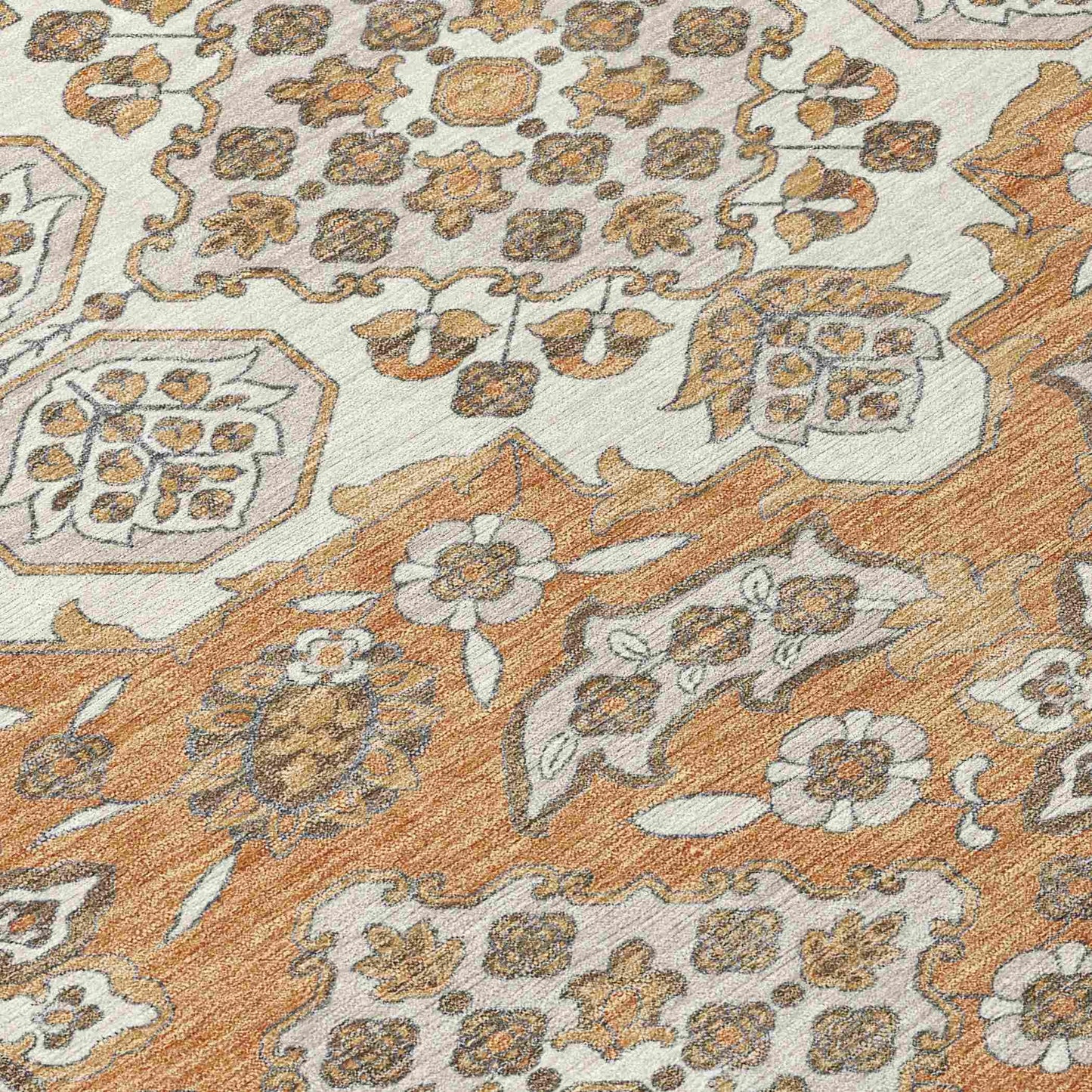 Taelira Orange Washable Indoor-Outdoor Rug