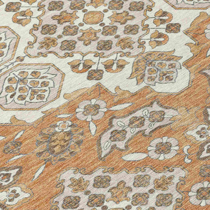 Taelira Orange Washable Indoor-Outdoor Rug