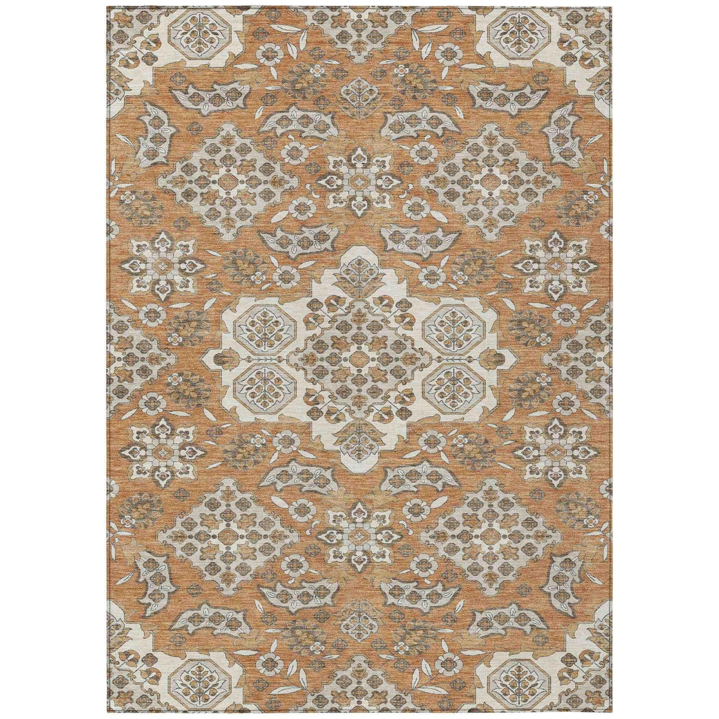 Taelira Orange Washable Indoor-Outdoor Rug