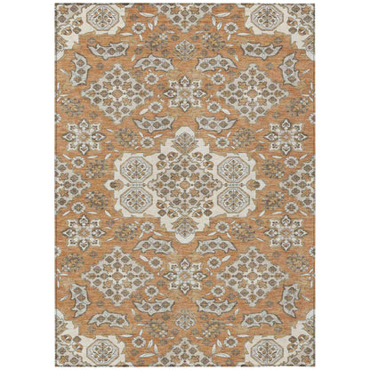 Taelira Orange Washable Indoor-Outdoor Rug