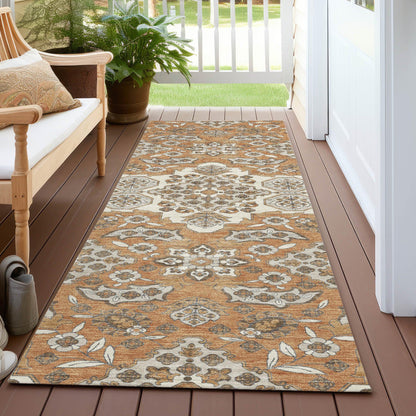 Taelira Orange Washable Indoor-Outdoor Rug