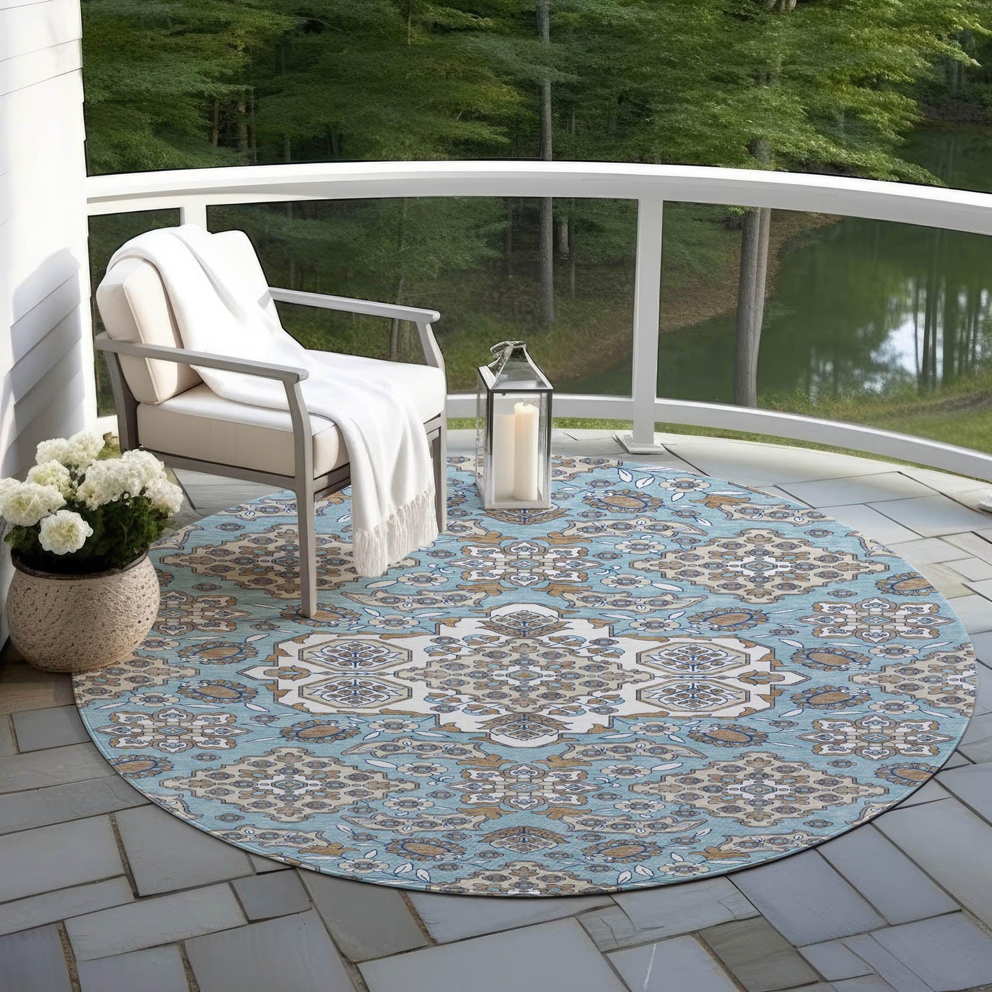 Taelira Sky Washable Indoor-Outdoor Rug