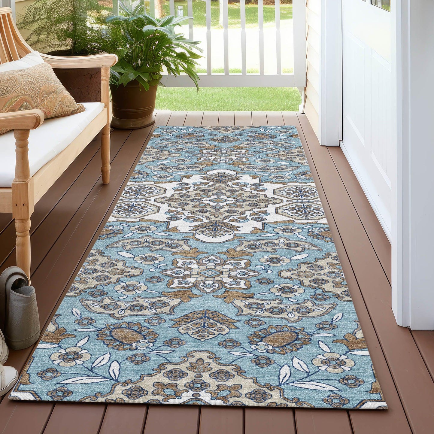 Taelira Sky Washable Indoor-Outdoor Rug
