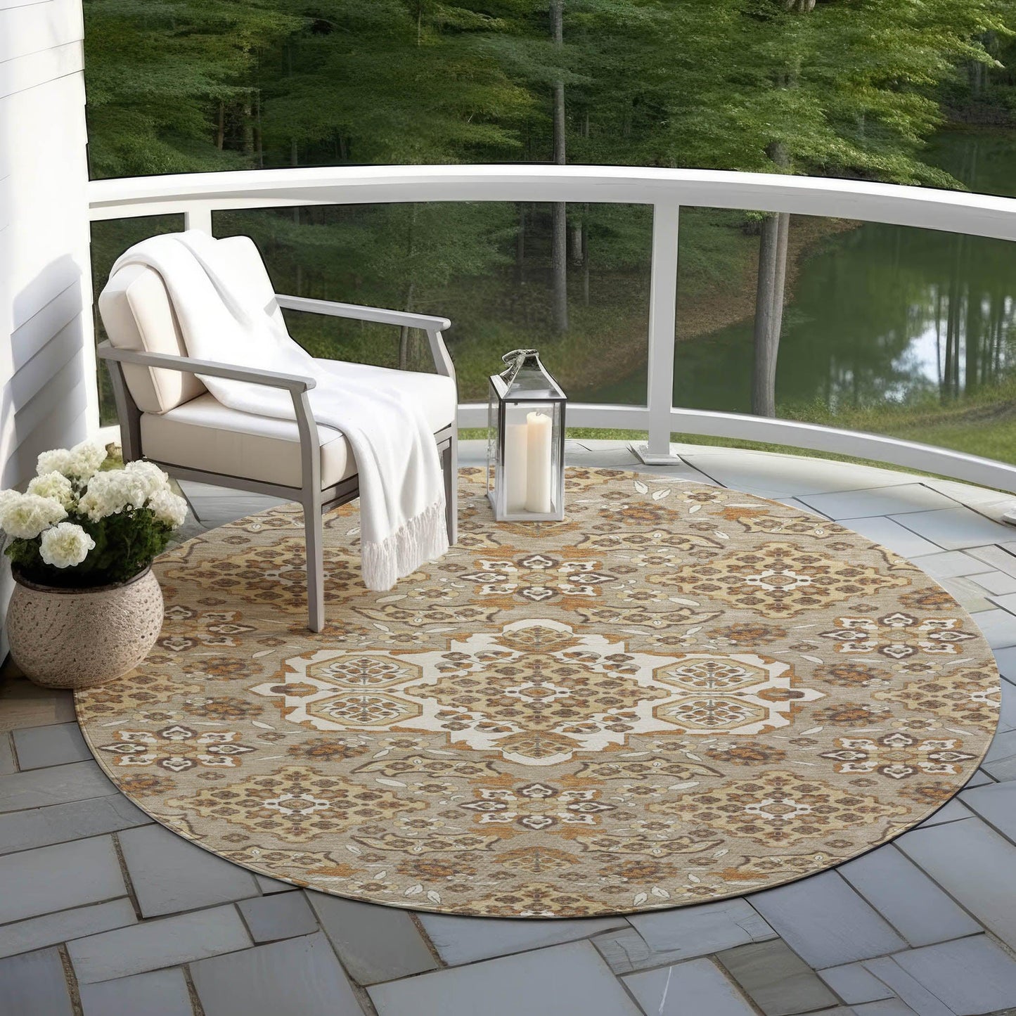 Taelira Taupe Washable Indoor-Outdoor Rug