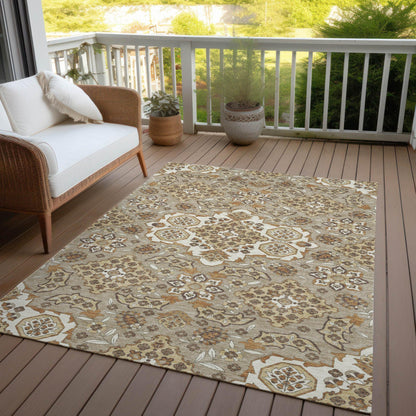 Taelira Taupe Washable Indoor-Outdoor Rug
