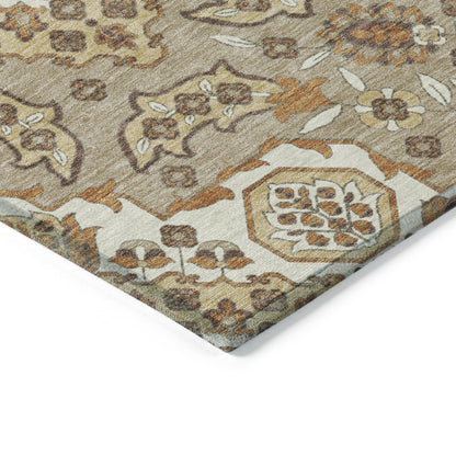 Taelira Taupe Washable Indoor-Outdoor Rug