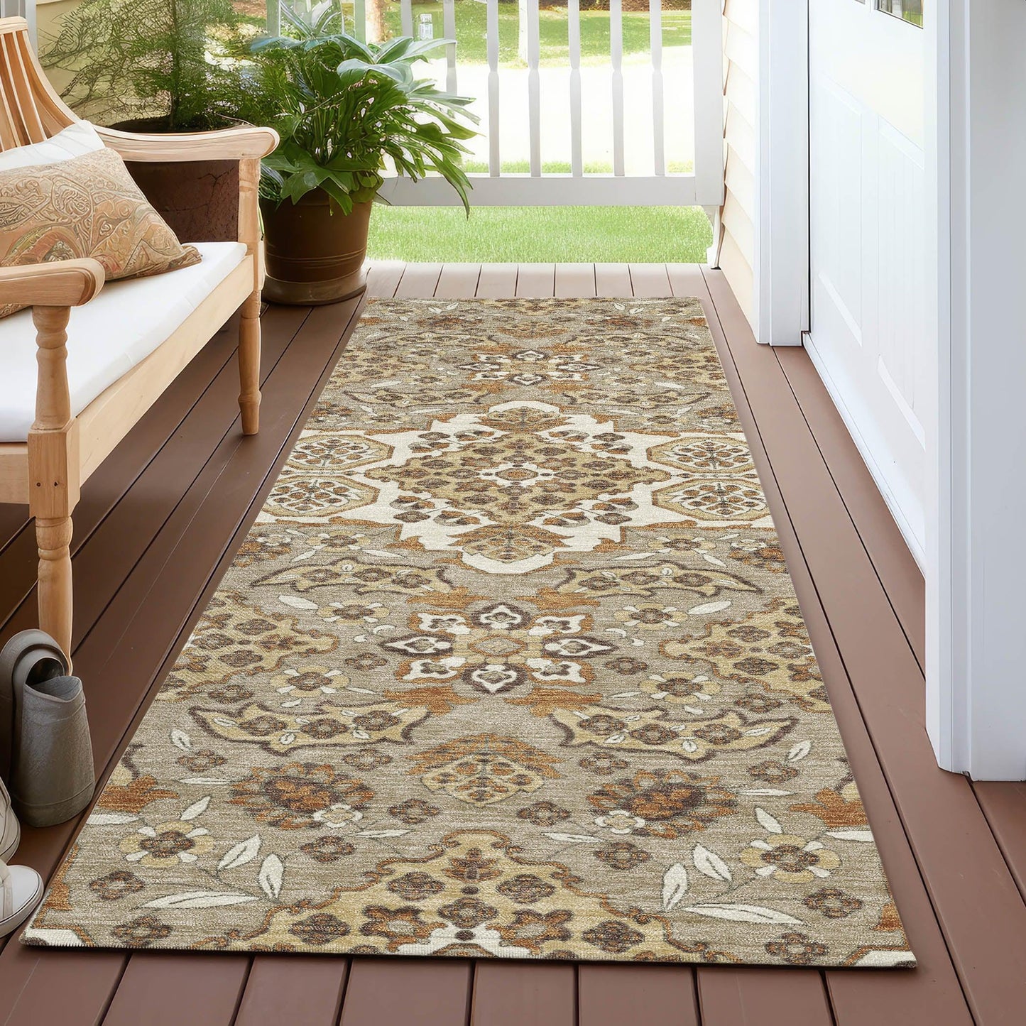 Taelira Taupe Washable Indoor-Outdoor Rug