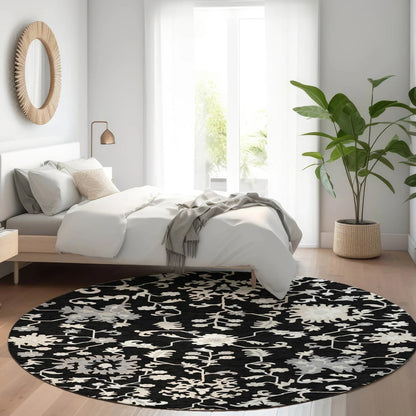 Taelius Black Washable Indoor-Outdoor Rug