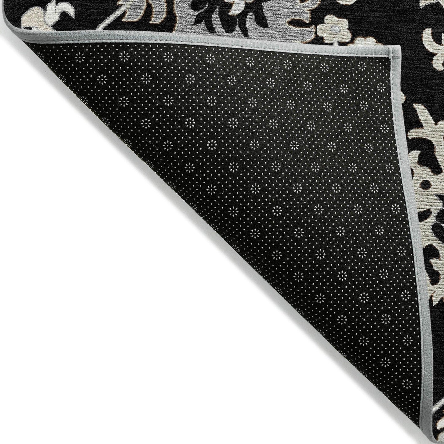 Taelius Black Washable Indoor-Outdoor Rug