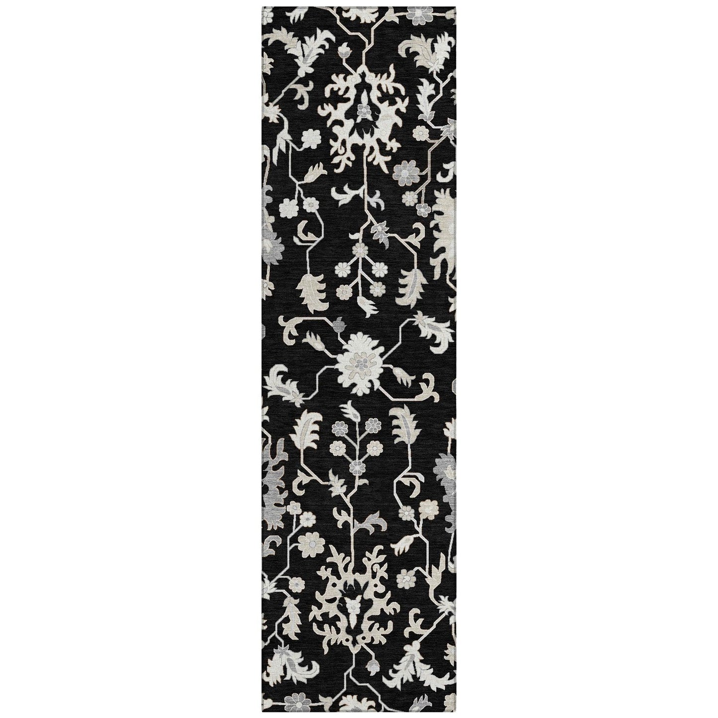 Taelius Black Washable Indoor-Outdoor Rug