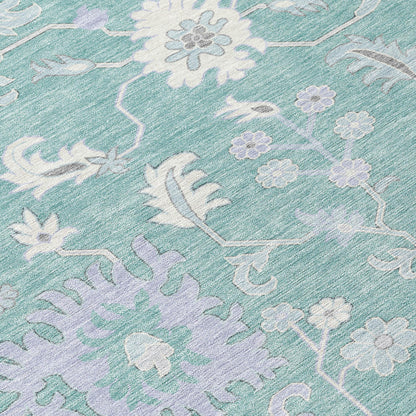 Taelius Blue Washable Indoor-Outdoor Rug