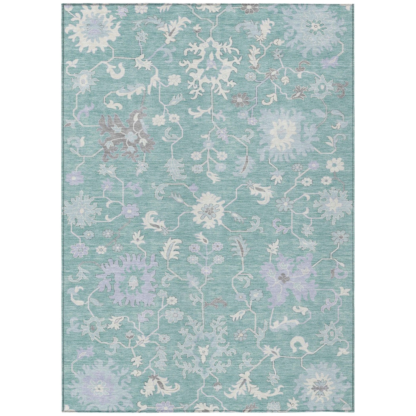 Taelius Blue Washable Indoor-Outdoor Rug