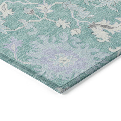 Taelius Blue Washable Indoor-Outdoor Rug
