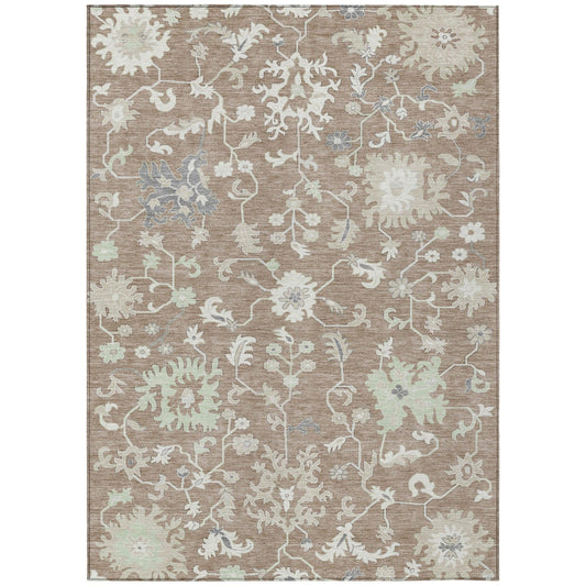 Taelius Brown Washable Indoor-Outdoor Rug