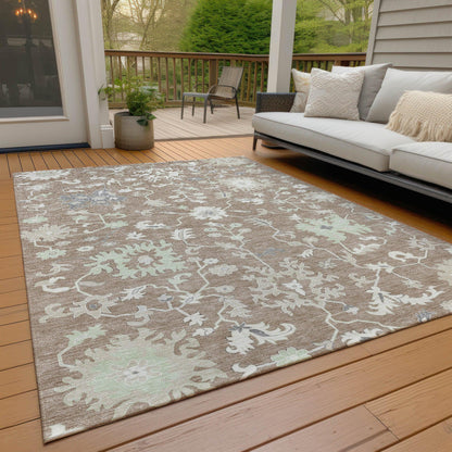 Taelius Brown Washable Indoor-Outdoor Rug