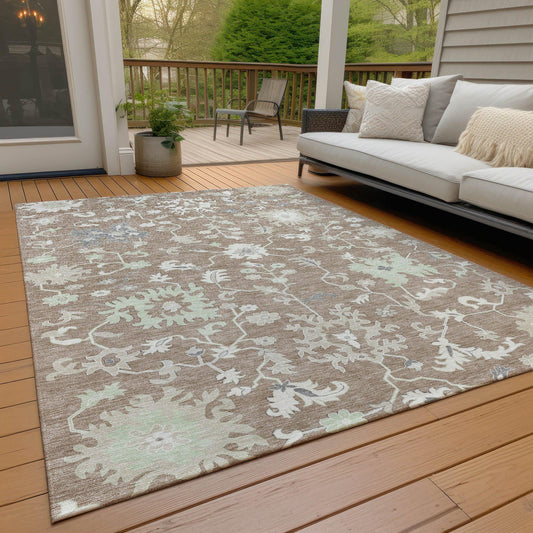 Taelius Brown Washable Indoor-Outdoor Rug