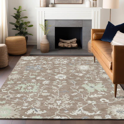 Taelius Brown Washable Indoor-Outdoor Rug
