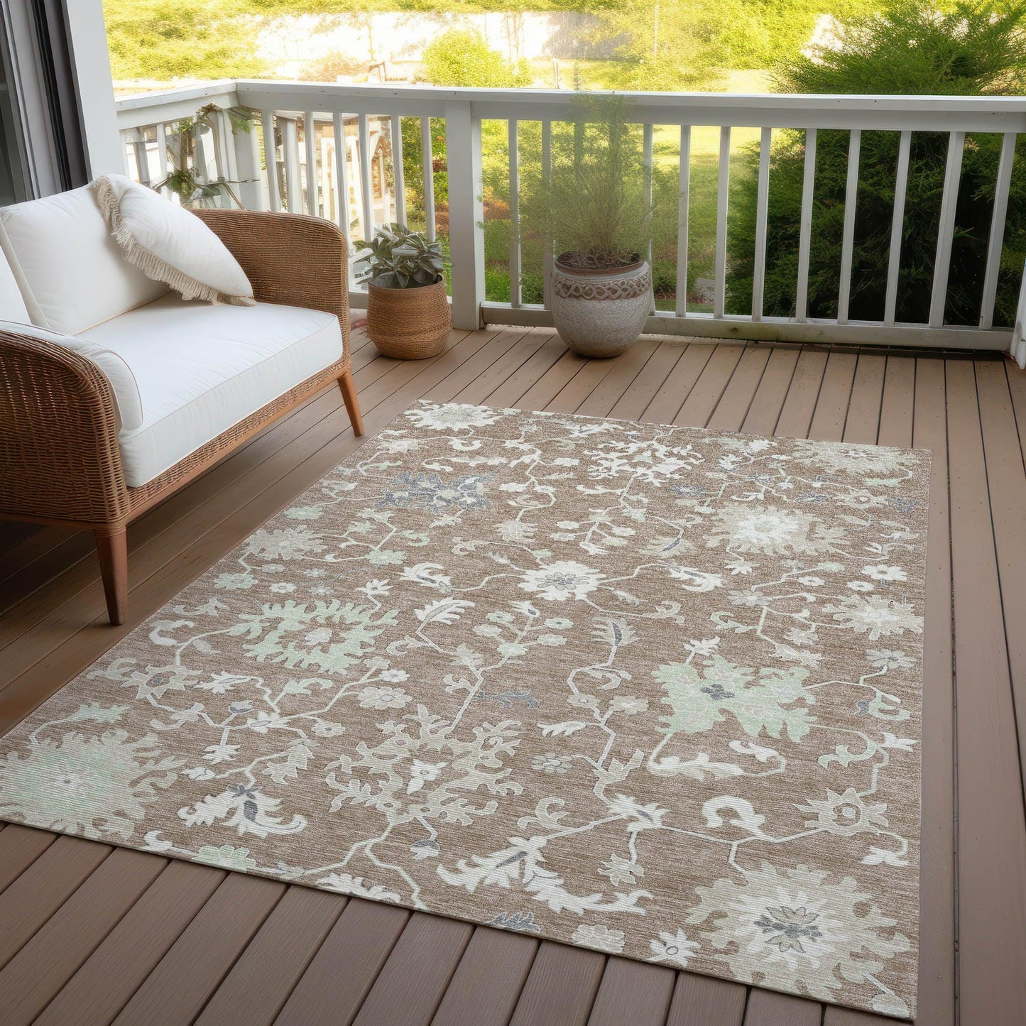 Taelius Brown Washable Indoor-Outdoor Rug