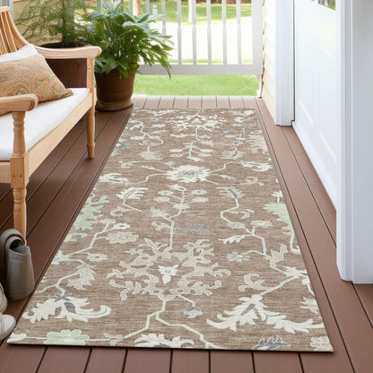 Taelius Brown Washable Indoor-Outdoor Rug