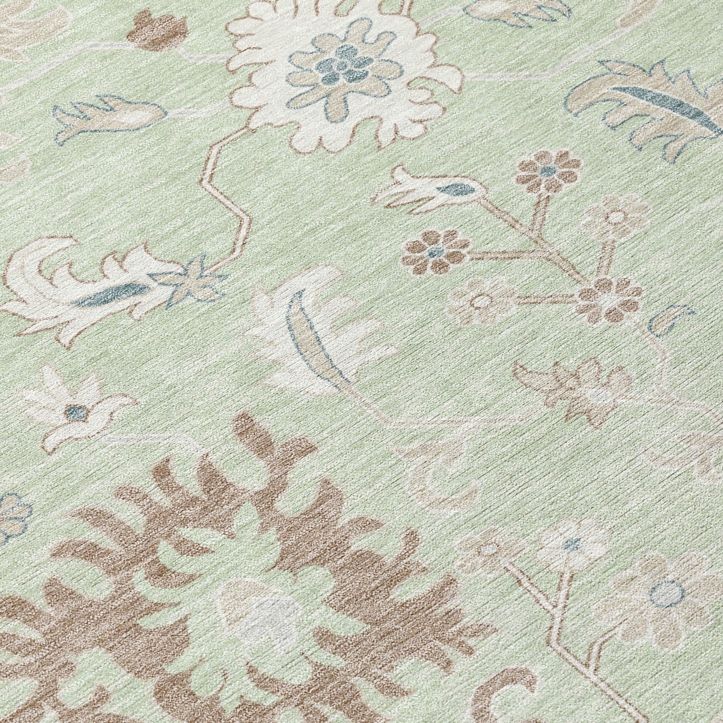 Taelius Green Washable Indoor-Outdoor Rug