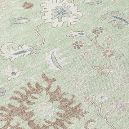 Taelius Green Washable Indoor-Outdoor Rug