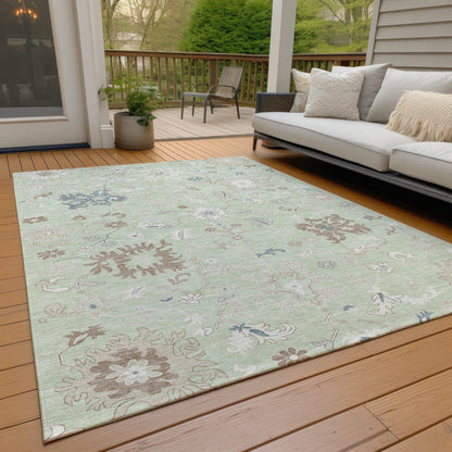 Taelius Green Washable Indoor-Outdoor Rug